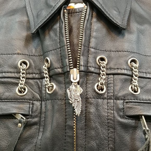 Women's Medium M Harley-Davidson Leather Jacket (Fabric on Back) - Picture 4 of 6